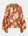 Ramy Brook Aaron Voluminous V-neck Blouse