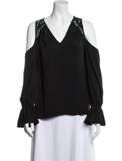 Pre-owned Ramy Brook Abigail V-neck Blouse In Black