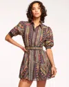 Ramy Brook Abilene Puff Sleeve Mini Dress In Navy Ikat