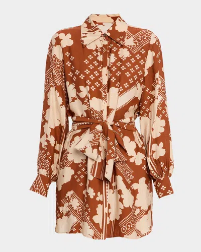 Ramy Brook Ada Belted Mini Shirtdress In Multi