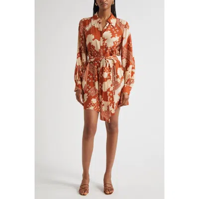 Ramy Brook Ada Mixed Print Long Sleeve Shirtdress In Multi