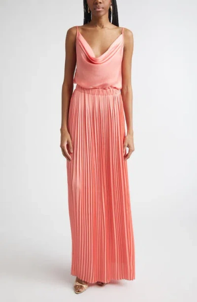 Ramy Brook Adalyn Cowl Neck Pleated Maxi Dress In Pink
