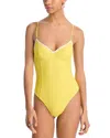 Ramy Brook Addisyn Crochet Trim One Piece Swimsuit In Lemon Drop