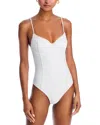 Ramy Brook Addisyn Crochet Trim One Piece Swimsuit In White W/cream Crochet