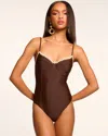 Ramy Brook Addisyn Embroidered Underwire One-piece Swimsuit In Brown In Brown
