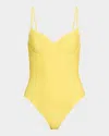Ramy Brook Addisyn One-piece Swimsuit In Lemon Drop/white Crochet