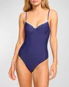 Ramy Brook Addisyn One-piece Swimsuit In Navy W/white