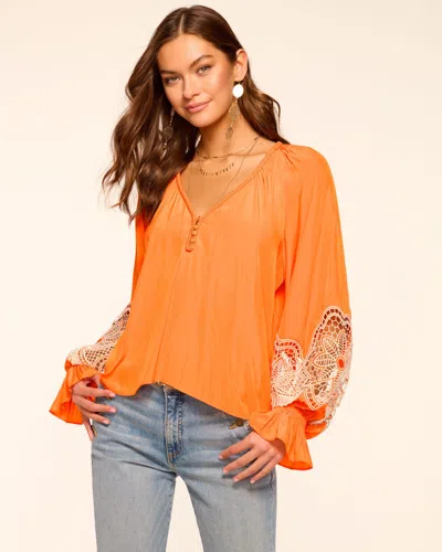Ramy Brook Adelaide Embellished V-neck Blouse In Mango