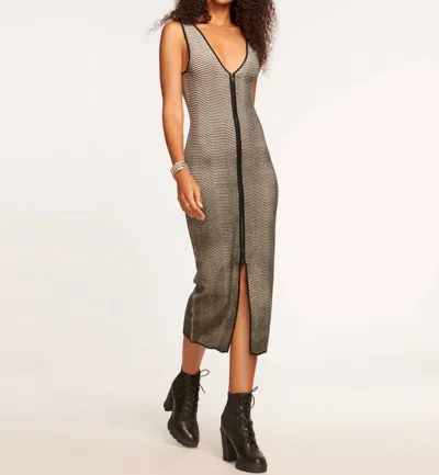 Ramy Brook Adeline Bodycon Midi Dress In Black-white Stripe