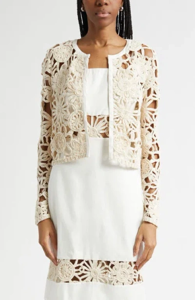 Ramy Brook Saphire Embroidered Denim Jacket In White