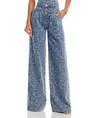Ramy Brook Adley Denim Trousers In Indigo Embroidered Floral  Deni M