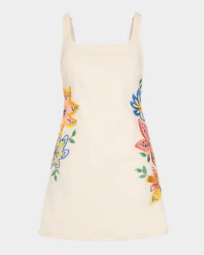 Ramy Brook Adriana Floral Embroidered Denim Mini Dress In Multi
