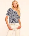 Ramy Brook Adriana Knit Short Sleeve Top In Navy Boucle