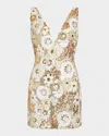 Ramy Brook Aera Deep V-neck Floral Sequin Mini Dress In Neutral