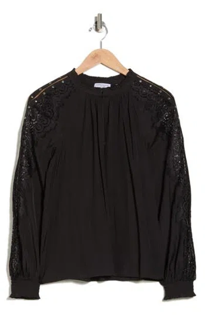 Ramy Brook Agatha Lace Trim Top In Black