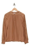 Ramy Brook Agatha Lace Trim Top In Brown