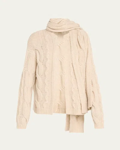 Ramy Brook Agnes Cable-knit Sweater In Oatmeal Cable