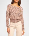 Ramy Brook Alden Button Shoulder Marled Crewneck Sweater In Neutral Knit