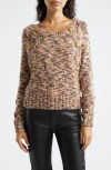 Ramy Brook Alden Button Shoulder Marled Crewneck Sweater In Neutral Knit