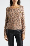 Ramy Brook Alden Button Shoulder Marled Crewneck Sweater In Neutral Knit