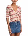 Ramy Brook Alec Chevron Metallic Stripe Cotton Blend Cardigan In Multi