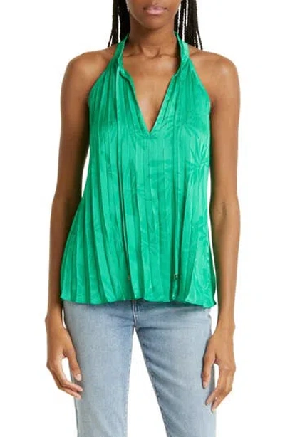 Ramy Brook Alex Pleated Sleeveless Blouse In Green