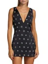 Ramy Brook Alexandria Embellished V-neck Mini Dress In Black