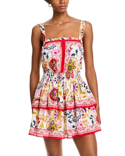 Ramy Brook Alicia Mixed Print Cotton Blend Minidress In Red