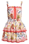 Ramy Brook Alicia Mixed Print Cotton Blend Minidress In Red