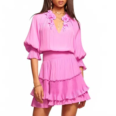 Ramy Brook Allison Pleated Mini Dress In Pink In Blue