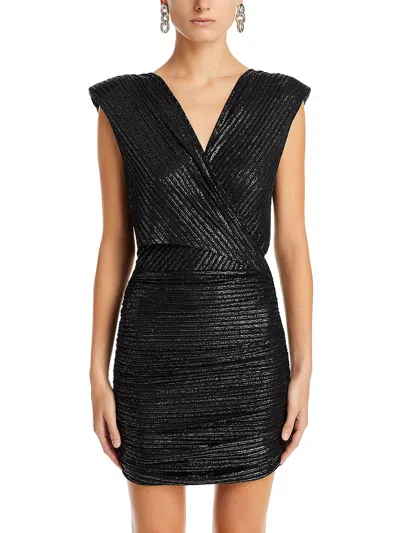 Ramy Brook Alma Womens Metallic Mini Cocktail And Party Dress In Black Foil  | ModeSens