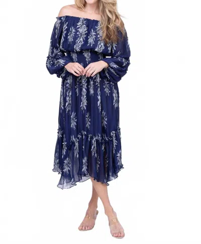 Ramy Brook Alyce Floral Midi Dress In Navy Floral In Blue