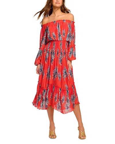 Ramy Brook Alyce Floral Off The Shoulder Smocked Dress In Bright Lily Floral