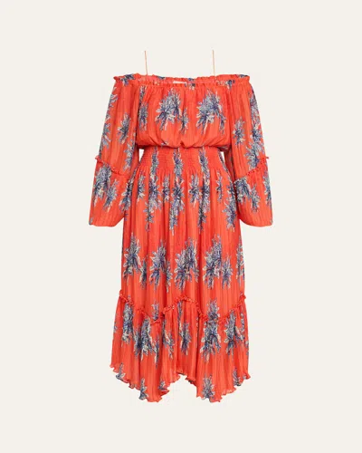 Ramy Brook Alyce Off-shoulder Midi Dress In Bright Lily Floral