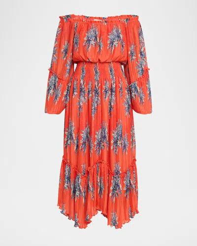 Ramy Brook Alyce Off-shoulder Midi Dress In Bright Lily Floral