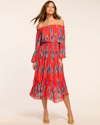 Ramy Brook Alyce Smocked Off-the-shoulder Maxi Dress In Lily Floral