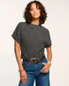 Ramy Brook Amadeus Short Sleeve Wool Sweater In Charcoal Wool In Charcoal