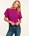 Ramy Brook Amadeus Short Sleeve Wool Sweater In Magenta