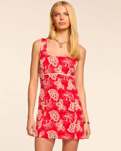 Ramy Brook Amalia Sleeveless Embroidered Mini Dress In Red