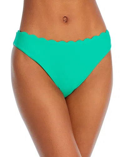 Ramy Brook Amani Scalloped Bikini Bottom In Palm Green