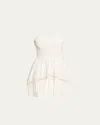 Ramy Brook Amara Cotton Poplin Embellished Mini Dress In White