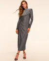 Ramy Brook Amarilys Sparkle Knit Mock Neck Midi Dress In Gray