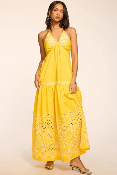 Ramy Brook Amaris Embroidered Maxi Dress In Yellow