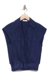 Ramy Brook Amaris Flap Pocket Top In Spring Navy