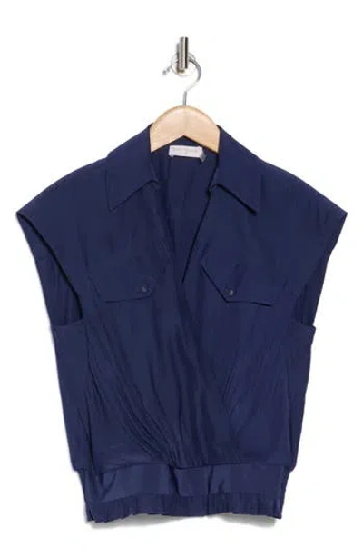 Ramy Brook Amaris Flap Pocket Top In Spring Navy