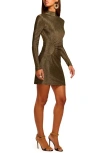 Ramy Brook Amarylis Metallic Cutout Long Sleeve Minidress In Green