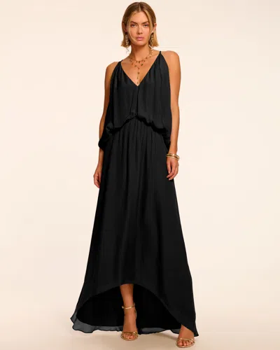 Ramy Brook Ambar Draped V-neck Maxi Dress Black