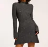 Ramy Brook Ambrosius Sequin Long Sleeve Mini Sweater Dress In Gray