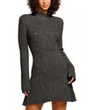 Ramy Brook Ambrosius Sequin Long Sleeve Mini Sweater Dress In Charcoal Wool
