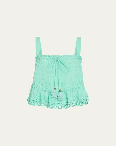Ramy Brook Amina Eyelet Tank Top In Green